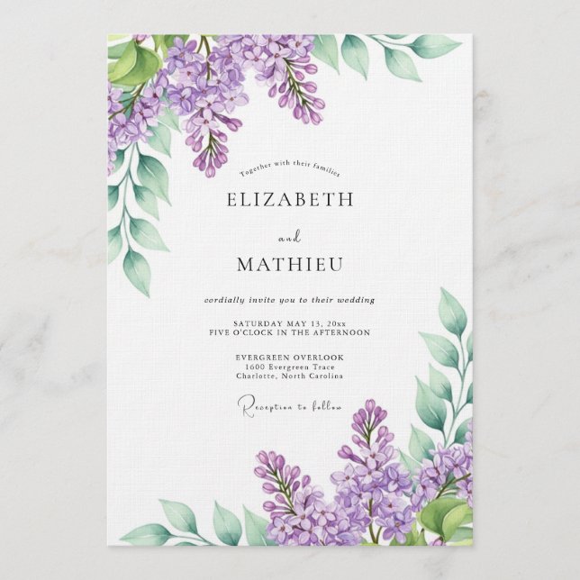 Invitación Boda de Floración Pintoresca de Lavanda (Anverso)