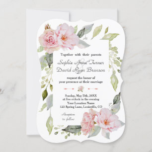 Invitación Boda de floración rosa de Rubor bonito