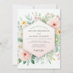 Invitación Boda de Floración Suave Blush & Sage