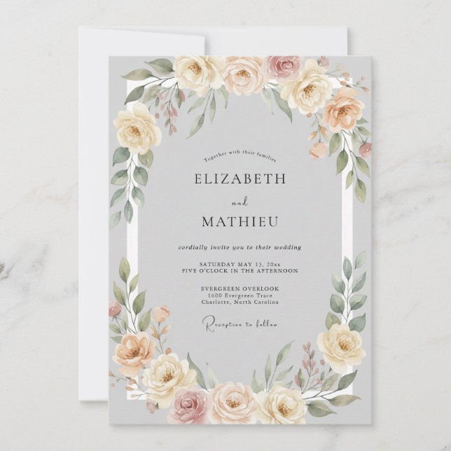 Invitación Boda de Floración Suave de Flor de Melocotón (Anverso)