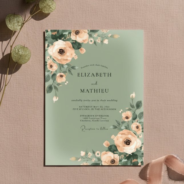 Invitación Boda de Floración Suave de Melocotón (Subido por el creador)