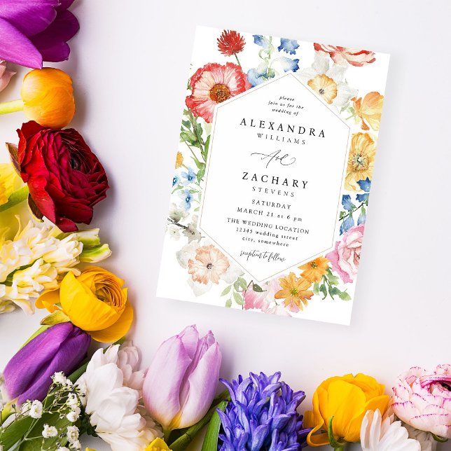 Invitación Boda de Floraciones multicolor de primavera (Subido por el creador)