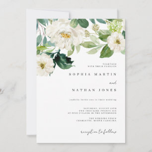 Invitación Boda de Floral Acuarela Verde Marfil
