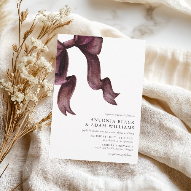 Invitación Boda de floral acuática borgoña (Subido por el creador)