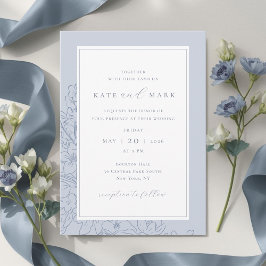 Invitación Boda de Floral Azul Delicado
