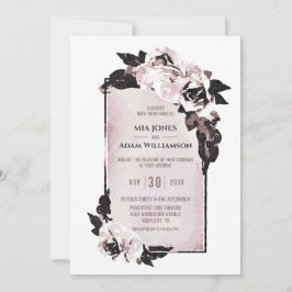 Invitación Boda de floral de color acuático con un Rosa agita