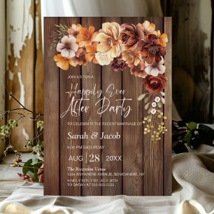 Invitación Boda de Floral de Madera Rústica tras Fiesta