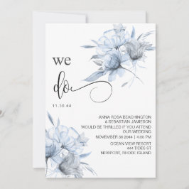 Invitación *~* BODA de Floral Dusty Blue Bouqet RSVP QR AR15
