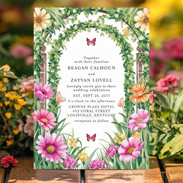Invitación Boda de Floral Garden Archway y Mariposa (Subido por el creador)