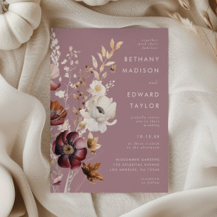 Invitación Boda de Floral Malva Otoñal Elegante