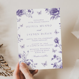 Invitación Boda de Floral Púrpura Vintage encantado