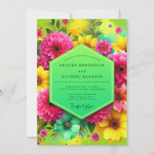 Invitación Boda de Floral Rosa Vibrante Floración