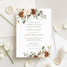 Invitación Boda de Floral Rust Marfil Blanco Verde