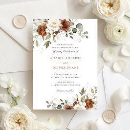 Invitación Boda de Floral Rust Marfil Blanco Verde