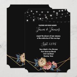 Invitación Boda de Floral Rustic Magnolia String Luces