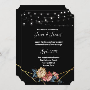 Invitación Boda de Floral Rustic Magnolia String Luces