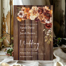 Invitación Boda de Floral Rustica de Madera