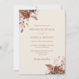 Invitación Boda de Floral Rústico de Otoño Monograma