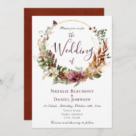 Invitación Boda de Floral y botánico de otoño rústico