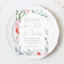 Invitación Boda de Floral y caligrafía caprichosa