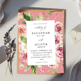 Invitación Boda de Floral y vegetación rosa y rosa - rosa