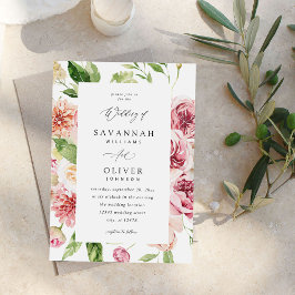 Invitación Boda de Floral y vegetación rosa y rosa V2