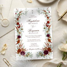 Boda de Florales Burgundy Otoño y Naranja Quemada
