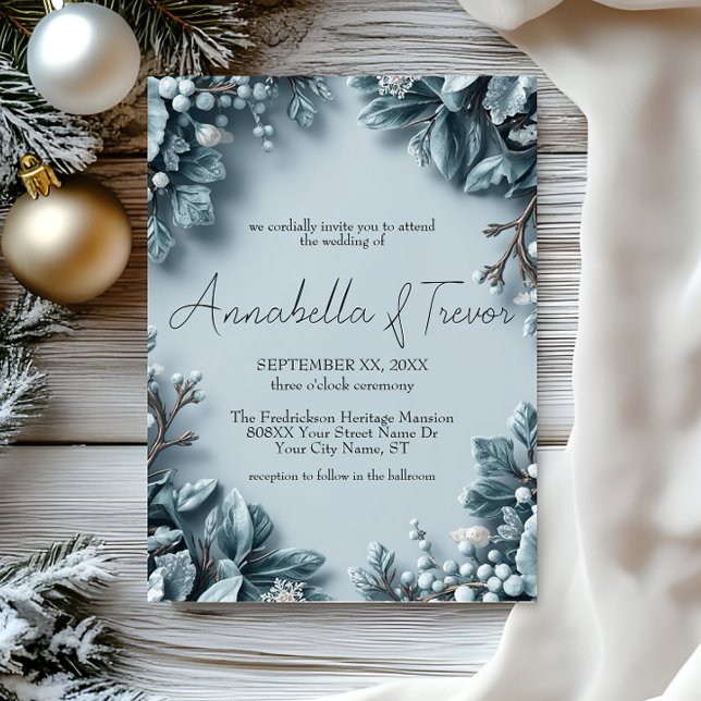 Invitación Boda de Florales de Invierno Helados (Subido por el creador)