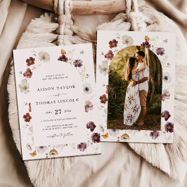 Invitación Boda de Florales de Otoño Boho Arco Foto