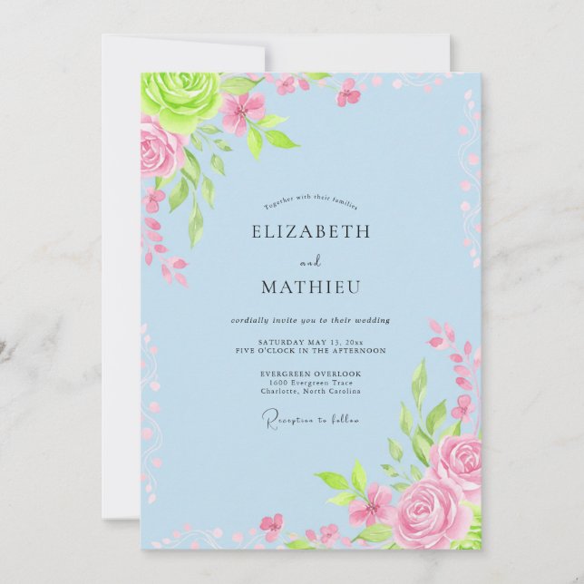 Invitación Boda de floreciente capricho pervinca (Anverso)