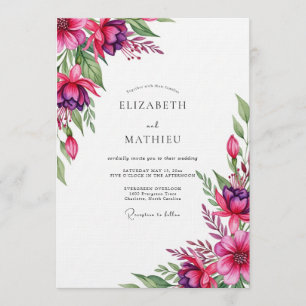 Invitación Boda de florecimiento caprichoso magenta