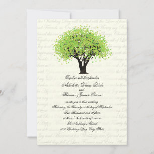 Invitación Boda de florecimiento de árbol verde primavera