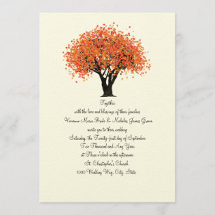 Invitación Boda de florecimiento de árboles otoñales