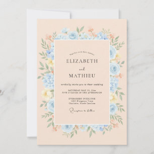 Invitación Boda de florecimiento floral azul claro