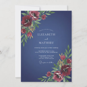 Invitación Boda de florecimiento romántico floral de la marin