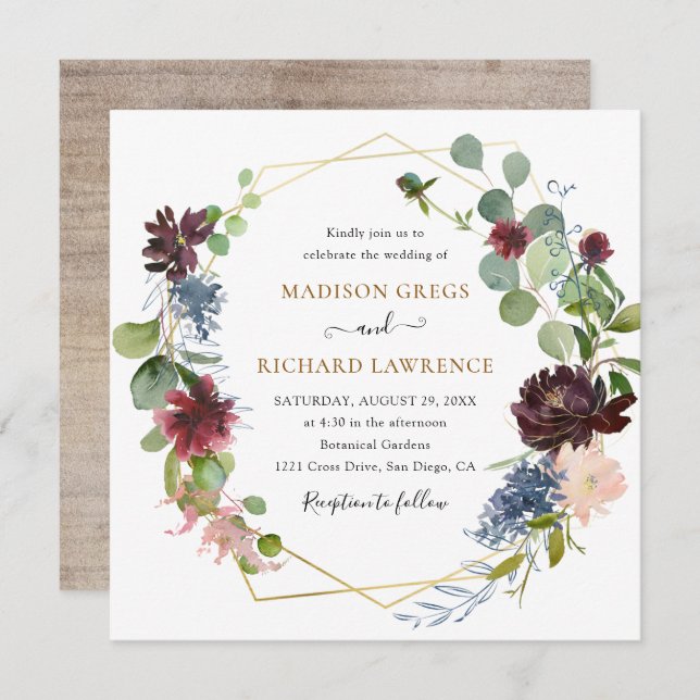 Invitación Boda de Florencia de la Marina Rusa de Borgoña (Anverso / Reverso)