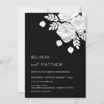 Boda de flores 3D en blanco y negro 