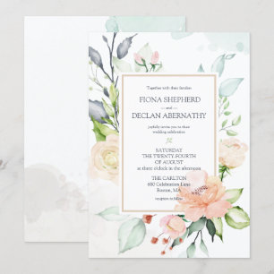 Invitación Boda de flores acuarelas románticas de verano