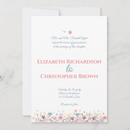 Invitación Boda de flores acuáticas hospedado por padres