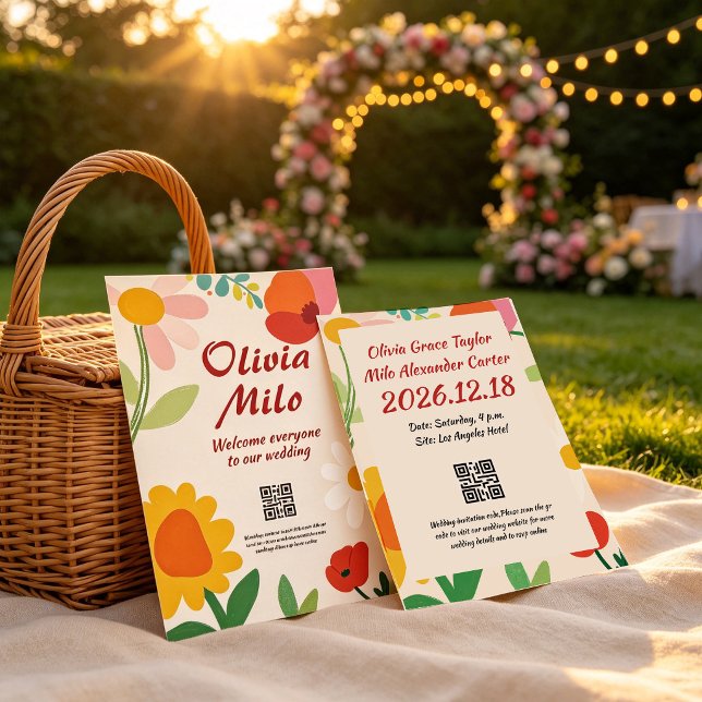 Invitación Boda de flores al aire libre dibujadas a mano (Subido por el creador)