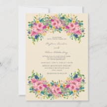 Boda de flores amarillas, azules y rosadas Boho