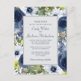 Invitación Boda de flores amarillas blancas y grises de la Ma