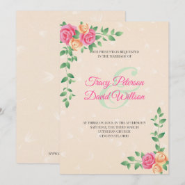Invitación Boda De Flores Amarillas Y Rosa