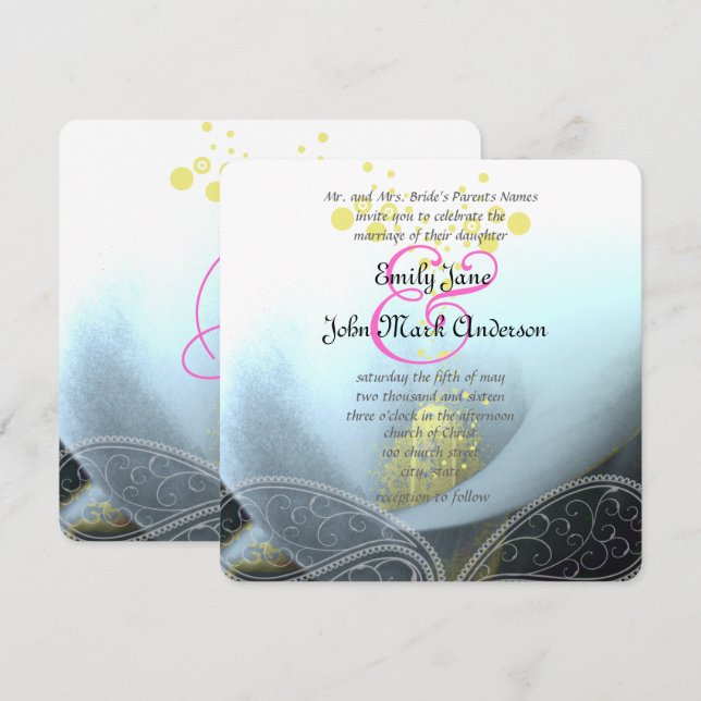 Invitación Boda de flores Aqua Blue Fuchsia Calla Lily (Anverso / Reverso)