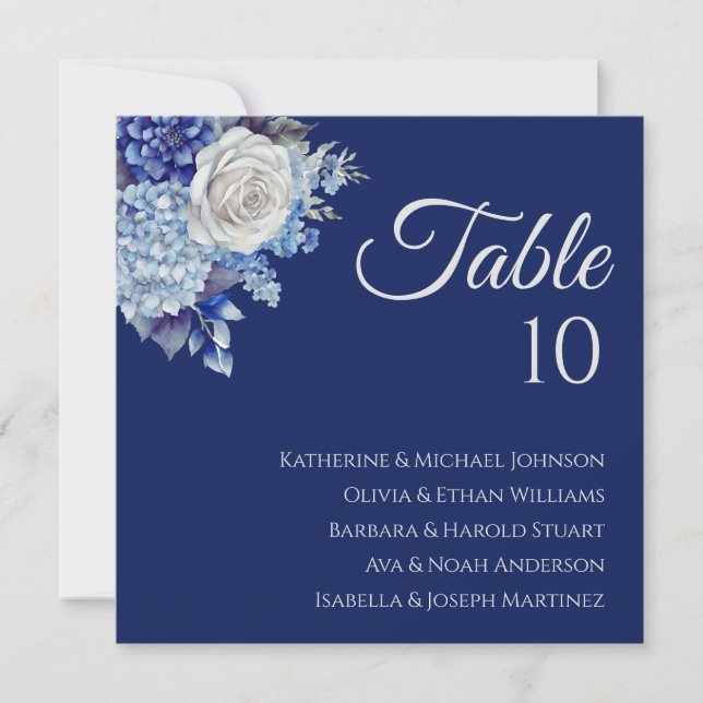 Invitación Boda de flores azul acuarela - (Anverso)