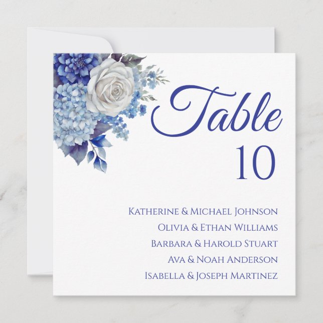 Invitación Boda de flores azul acuarela - (Anverso)