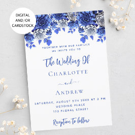 Invitación Boda de flores azules blancas reales
