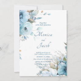 Invitación Boda de flores azules claras