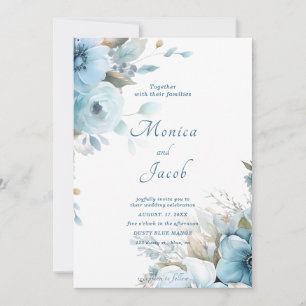 Invitación Boda de flores azules claras