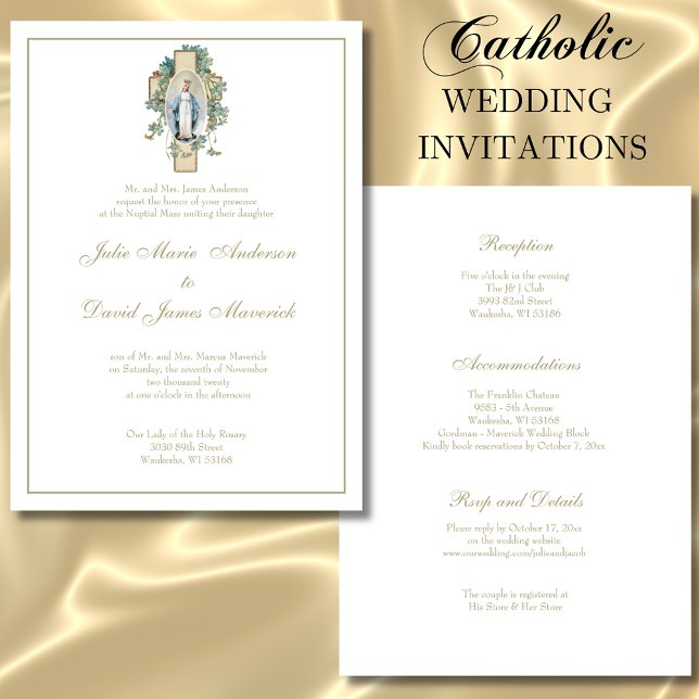 Invitación Boda de Flores Azules de la Virgen María Católica (Subido por el creador)